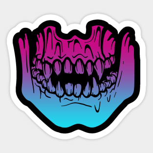 Demon Skeleton Jaw Monster Teeth Vaporwave Sticker